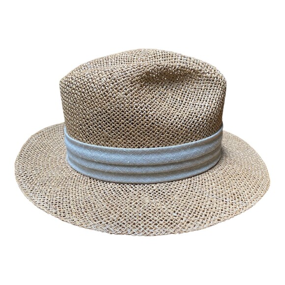Vtg Chi chi Collection Panama Straw hat Linen band Made in U.S.A. Size Small S - Picture 7 of 12